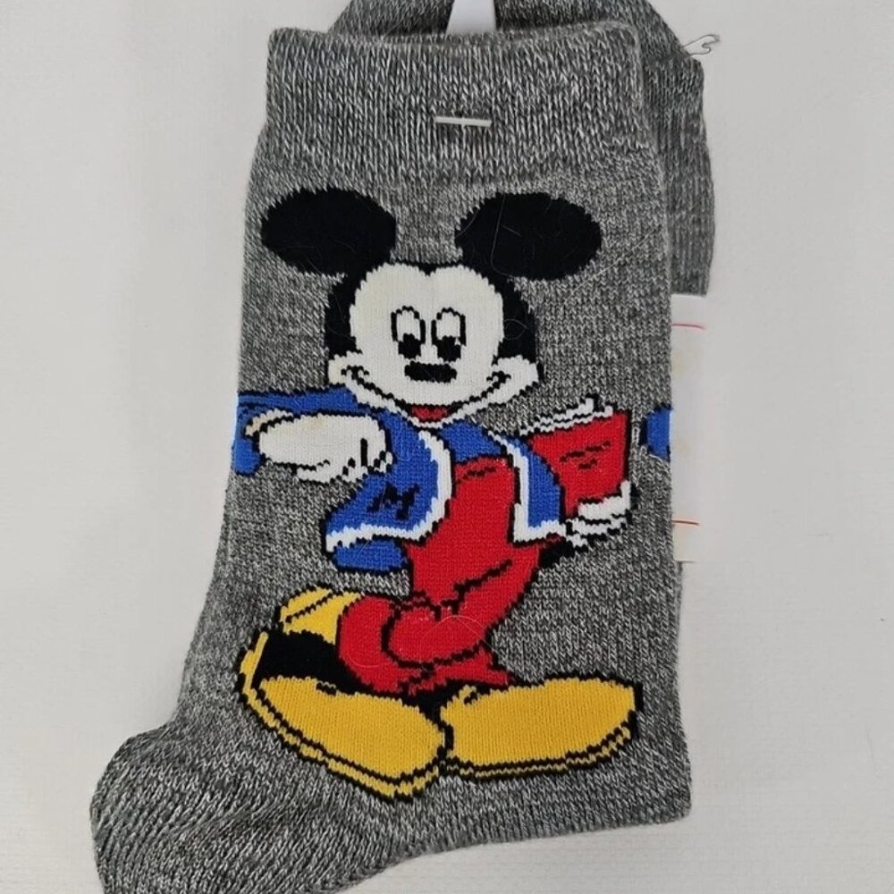Disney Unlimited Gray Mickey Mouse Acrylic Blend Socks-Size: 9-11